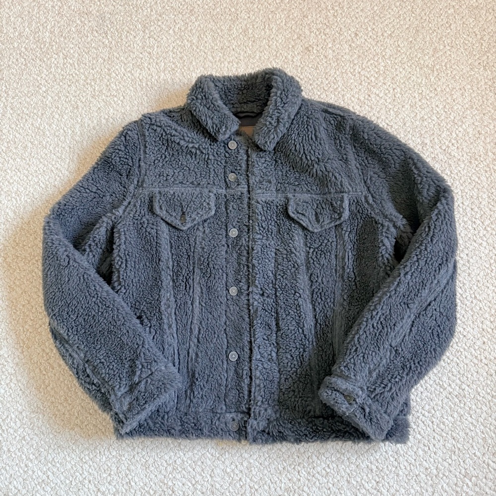 ASOS DESIGN Men's Oversized Borg Harrington Jacket in Gray